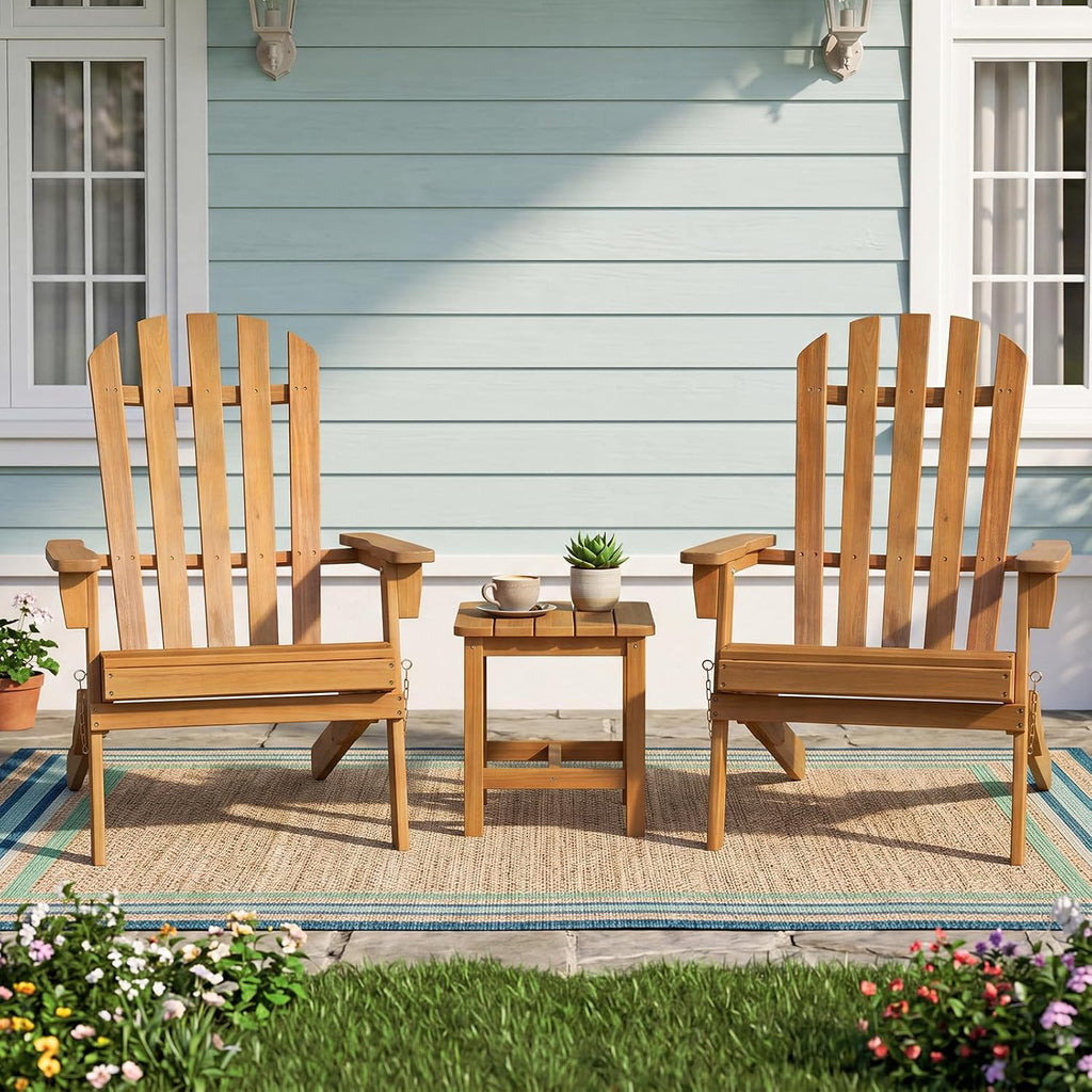 Tangkula Folding Acacia Wood Adirondack Chair, 400 LBS, 1 Pack