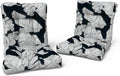 LVTXIII Outdoor Tufted Seat Cushions, Solid Seat and Back Chair Cushion with Ties, Patio Replacement Rocking Chair Cushion for Outdoor Furniture Use, 21 W x 21D, 2 Pack, Black Lush Leaf Jungle