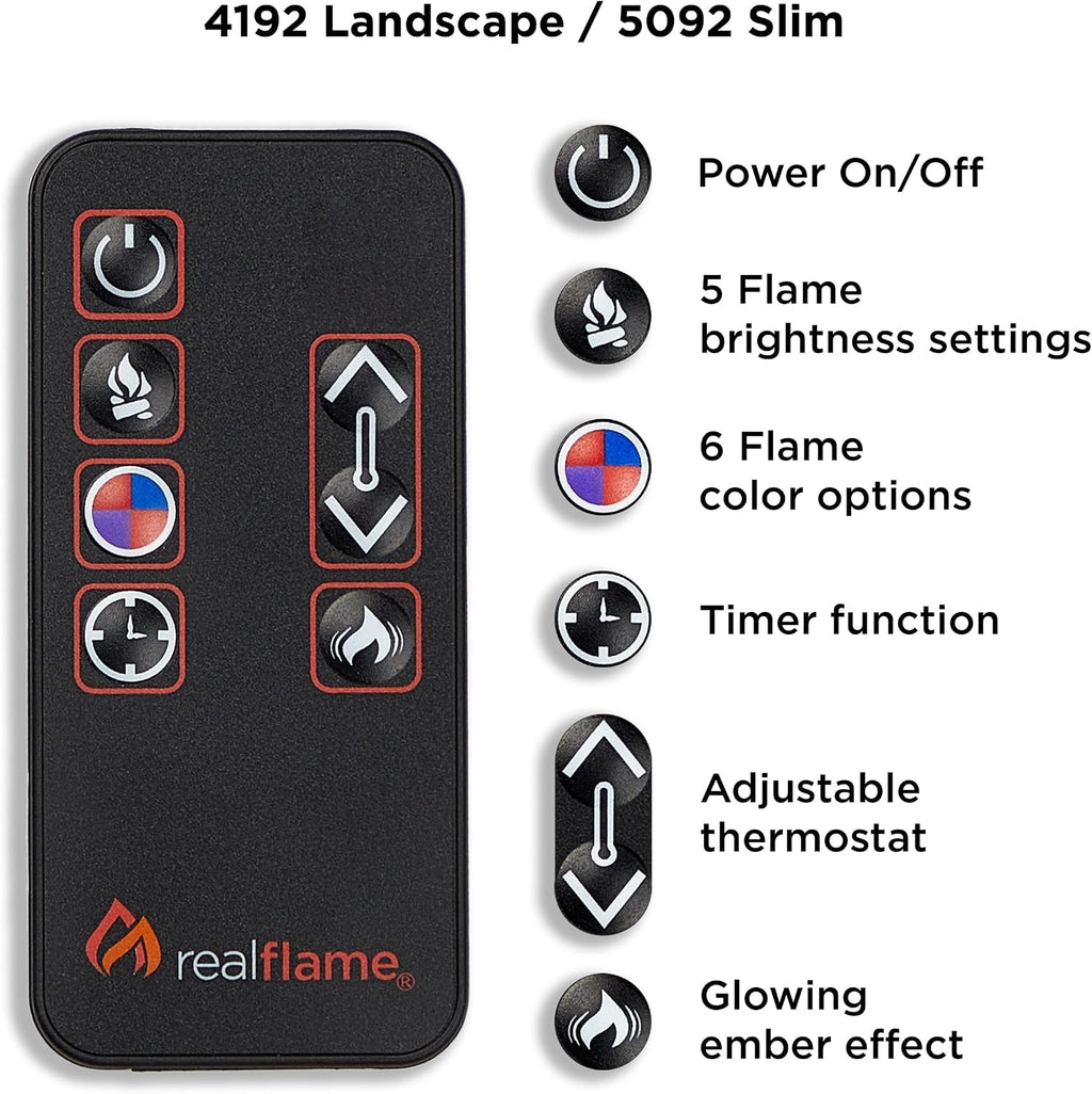 Real Flame Crawford Slim Indoor Electric Fireplace with Mantel for Living Room or Bedroom, Replaceable Fireplace Insert Heater, Realistic Log and Flame Effect, Remote Control, Timer, Gray