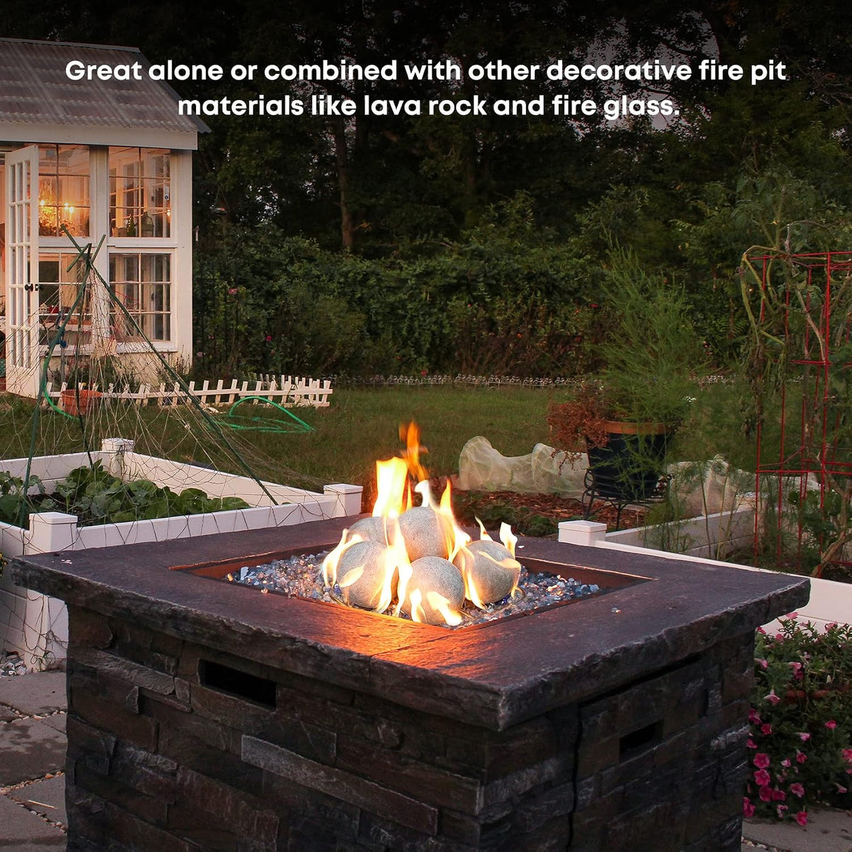stanbroil 5 inch ceramic fire pit balls, set on a desk or shelf