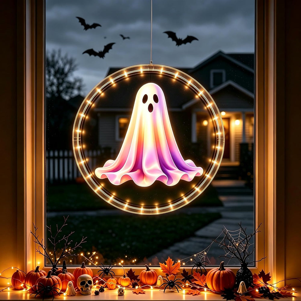 3 Pack Rechargeable Indoor Halloween Window Lights,4/6/12H Timer Function