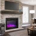 GLACER 28.5'' Electric Fireplace Insert, Recessed & Freestanding with Adjustable Flame Color Timer, Indoor Heater w/Remote Control (750W/1500W) Black