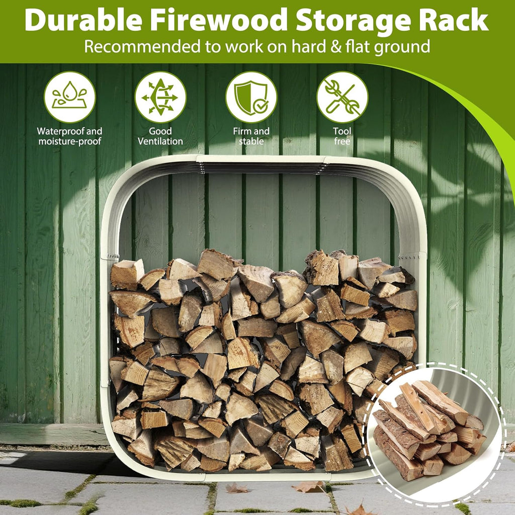27.5 X 27.5 Inch Square Green Firewood Rack,Log Storage Outdoor / Indoor