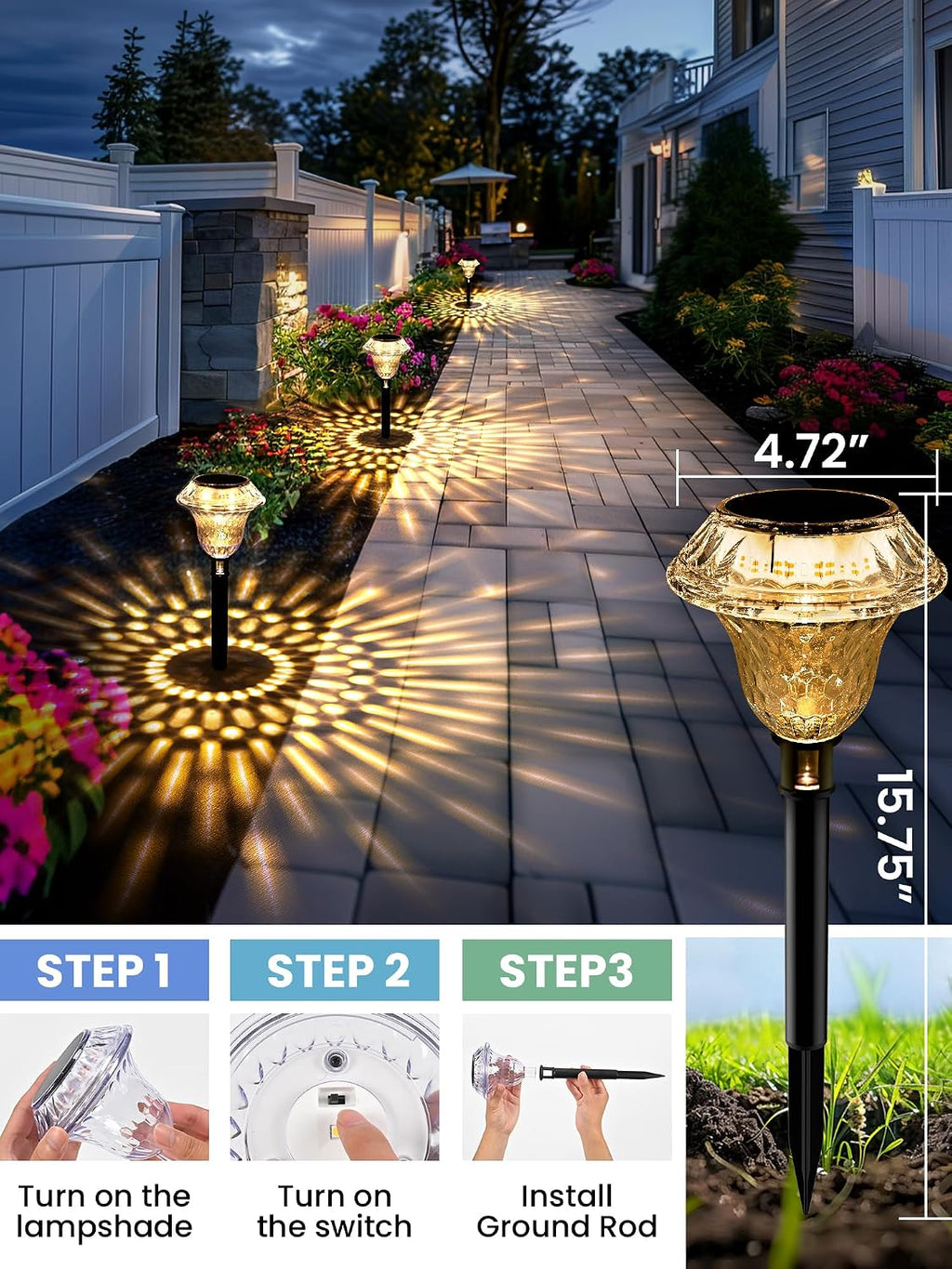 SOLPEX Solar Pathway Lights, Waterproof Garden Decor 8 Pack Warm White