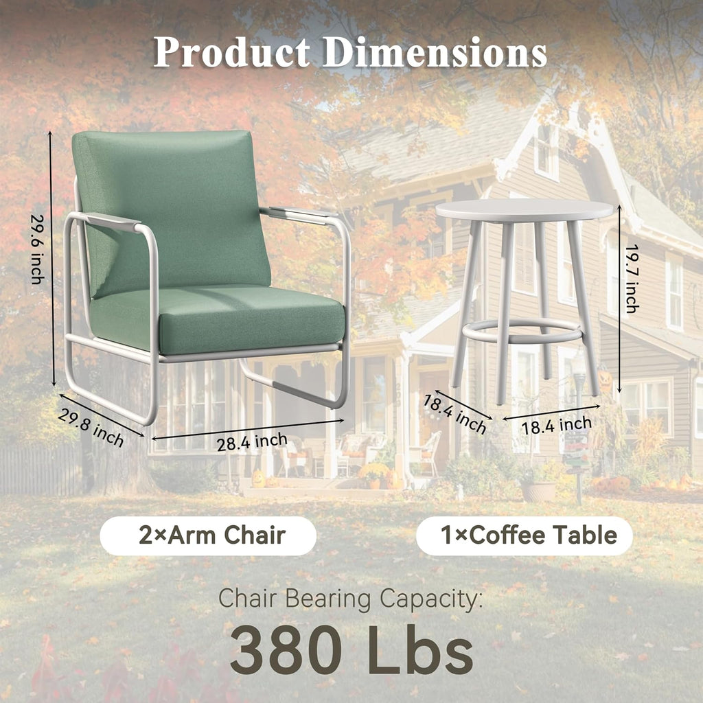 3 Pieces Aluminum Outdoor Patio Conversation Set with Coffee Table