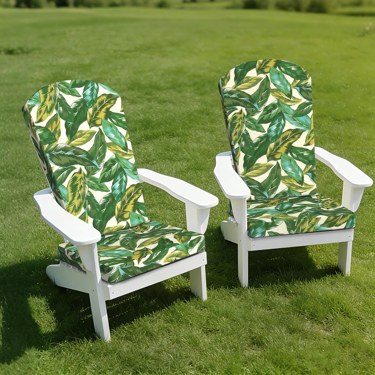 LVTXIII Adirondack Chair Cushions 48x20x2.5 Inch, Water Repellent, Fade Resistant, High Back Outdoor Rocking Chair Cushions for Patio Furniture, 2 Pack, Lush Leaf Jungle