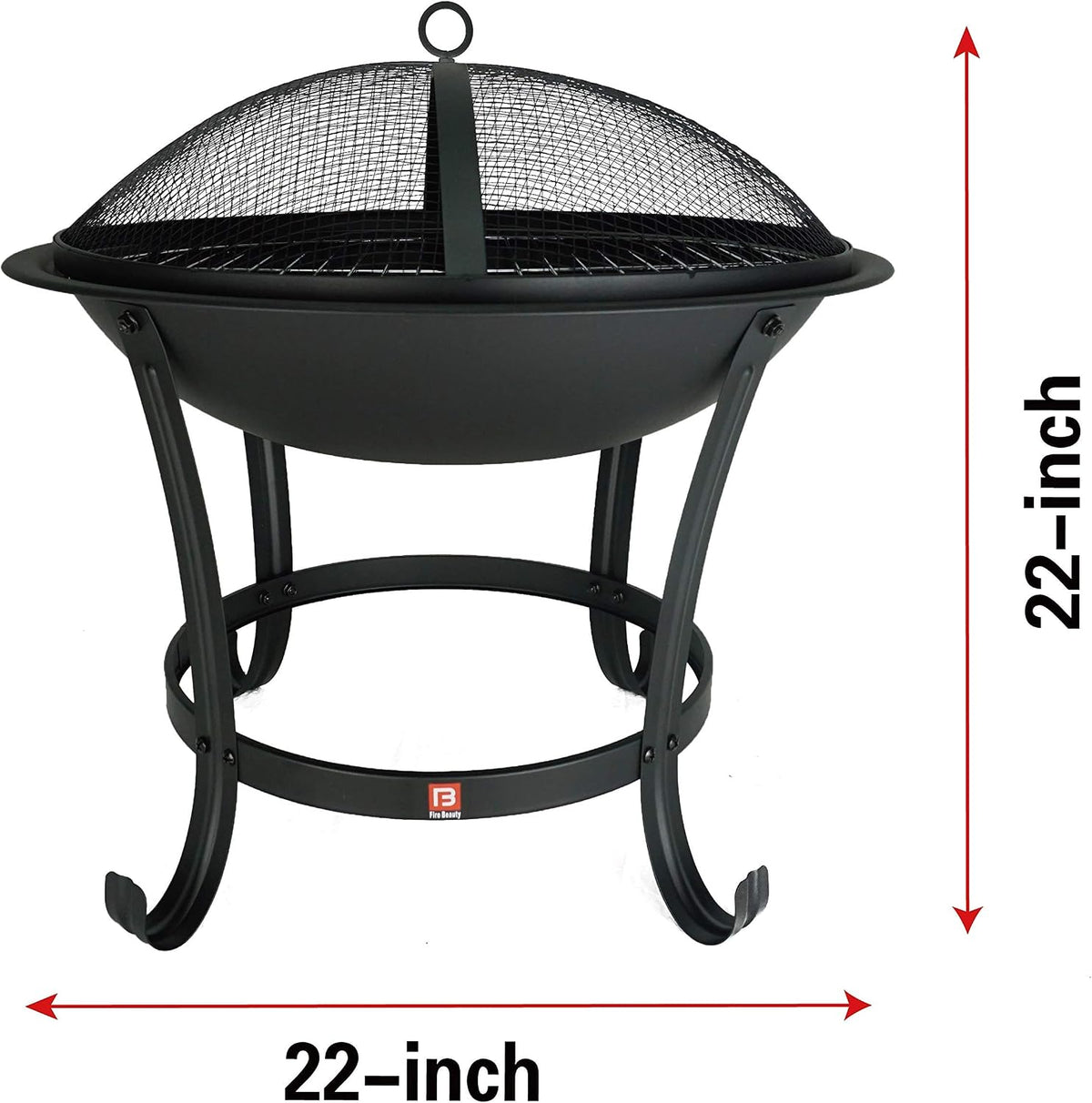 Fire Beauty 22" Fire Pit with 2-in-1 BBQ Grill, Spark Screen & Tote Bag