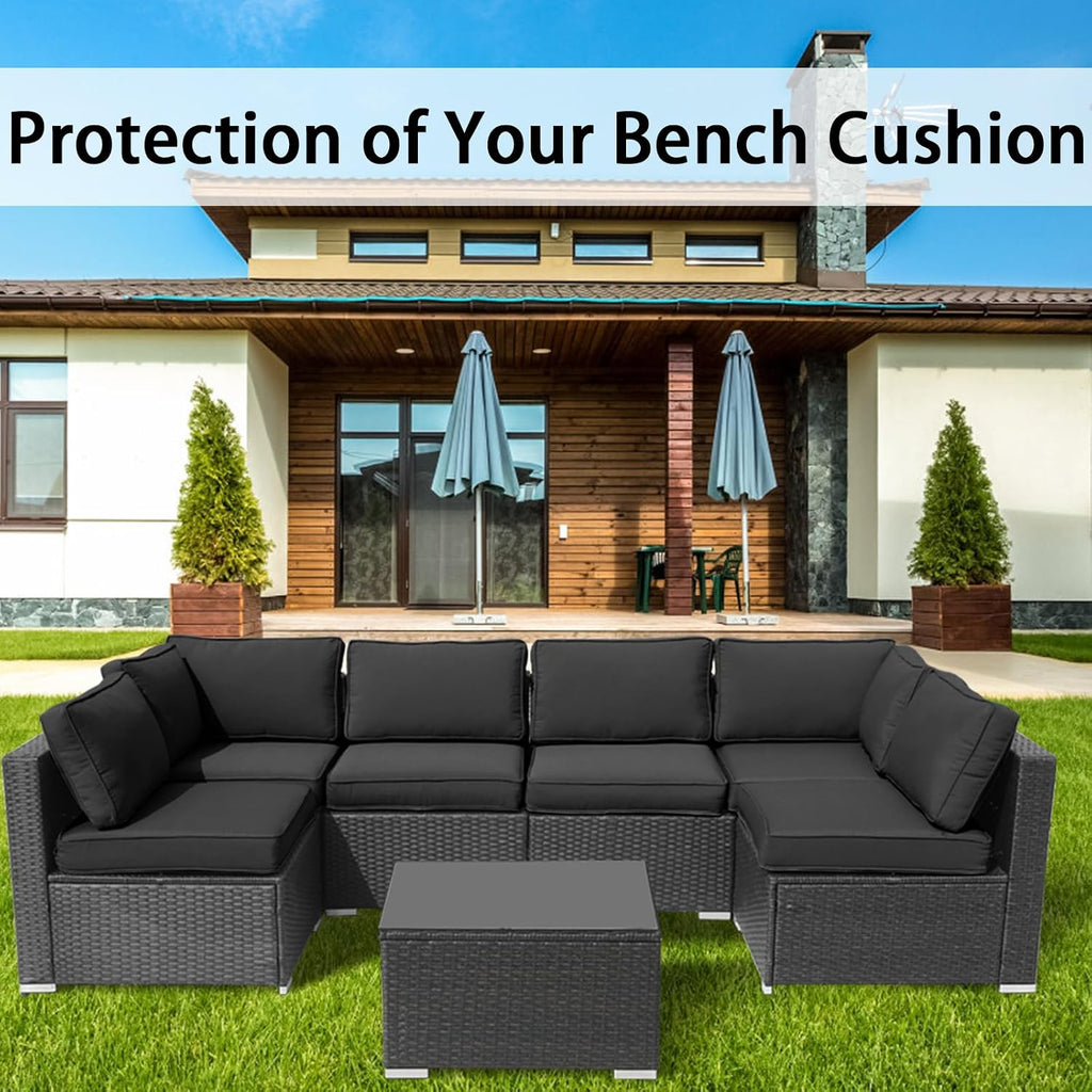 14Pieces Patio Cushion Covers Replacement Outdoor Couch Cushions Covers Splashproof Sofa Slipcovers Set with Zippers,Patio Furniture Protector Cover Only(Black,23.6×23.6×3.35 inches)