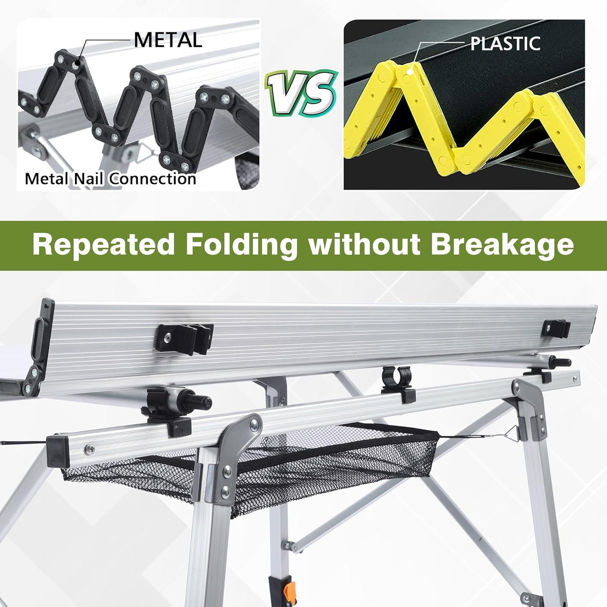 JOUYEK Folding Outdoor Camping Table, Lightweight Aluminum Camp Table White