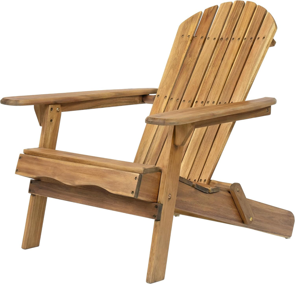 Christopher Knight Home Hanlee Folding Wood Adirondack Chair, Natural Stained Twin