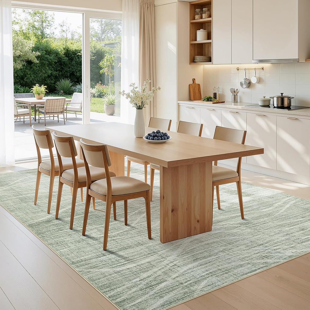 WITSHOCK 8x10 Area Rugs for Living Room: Green Rug Washable Modern Carpet