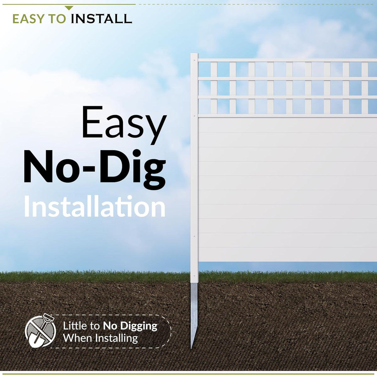 Zippity Keswick Privacy Screen and Fence, White Vinyl DIY No Dig Kit
