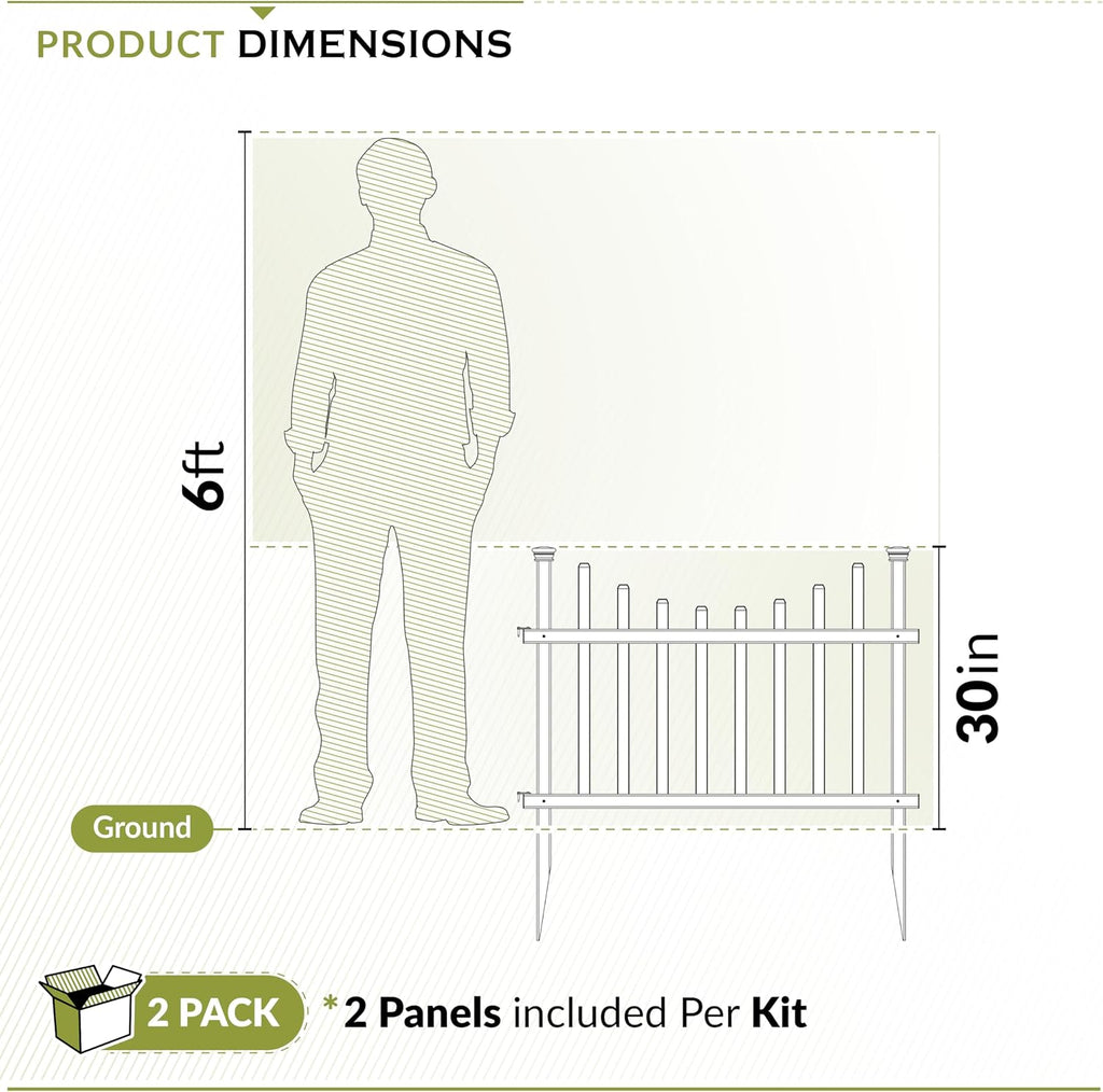 Zippity Washington Picket Fence Panels, White Vinyl DIY No Dig Kit