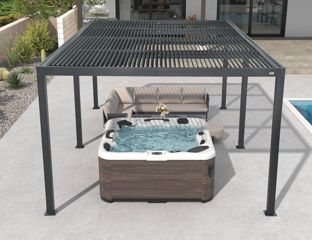 PURPLE LEAF Louvered Pergola 12' x 20' 94AS with Four Adjustable Roof Gray