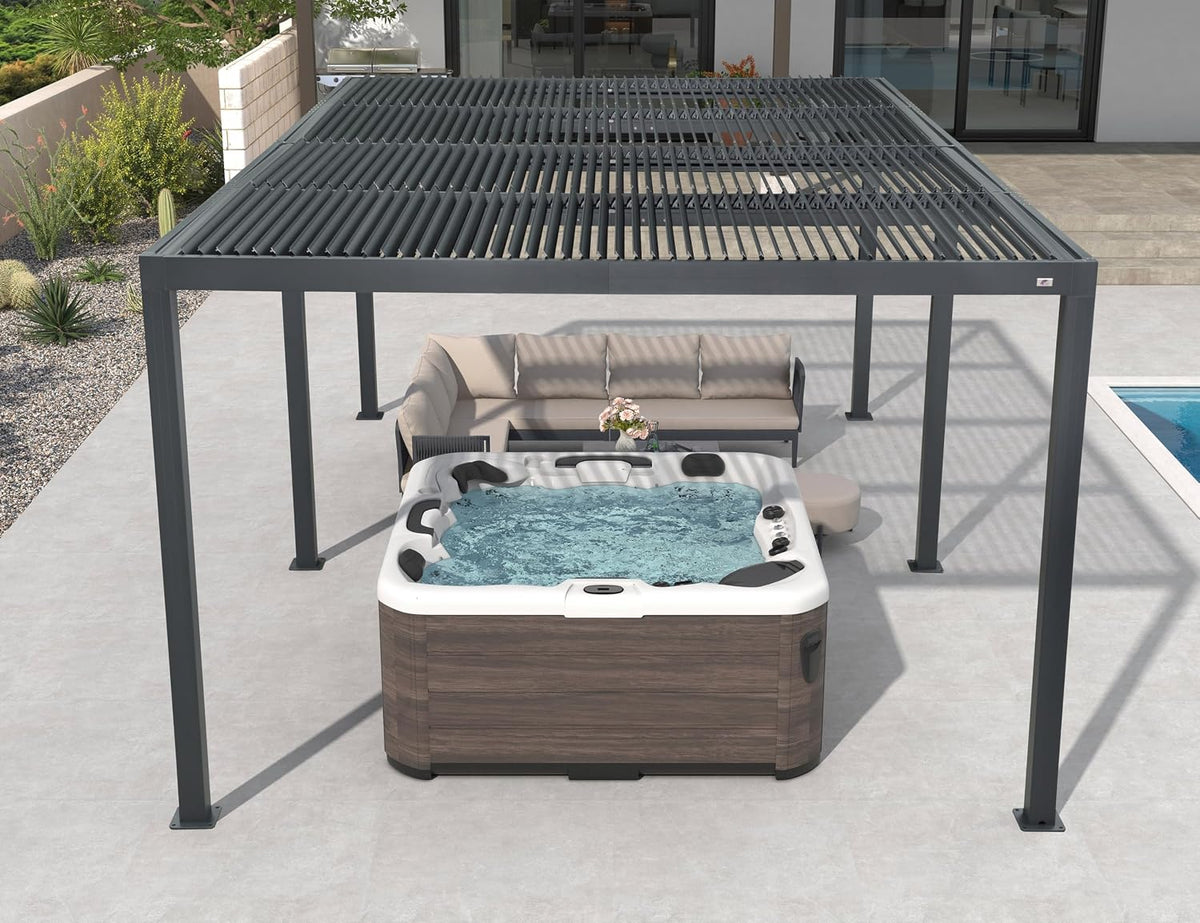 PURPLE LEAF Louvered Pergola 12' x 20' 94AS with Four Adjustable Roof Gray