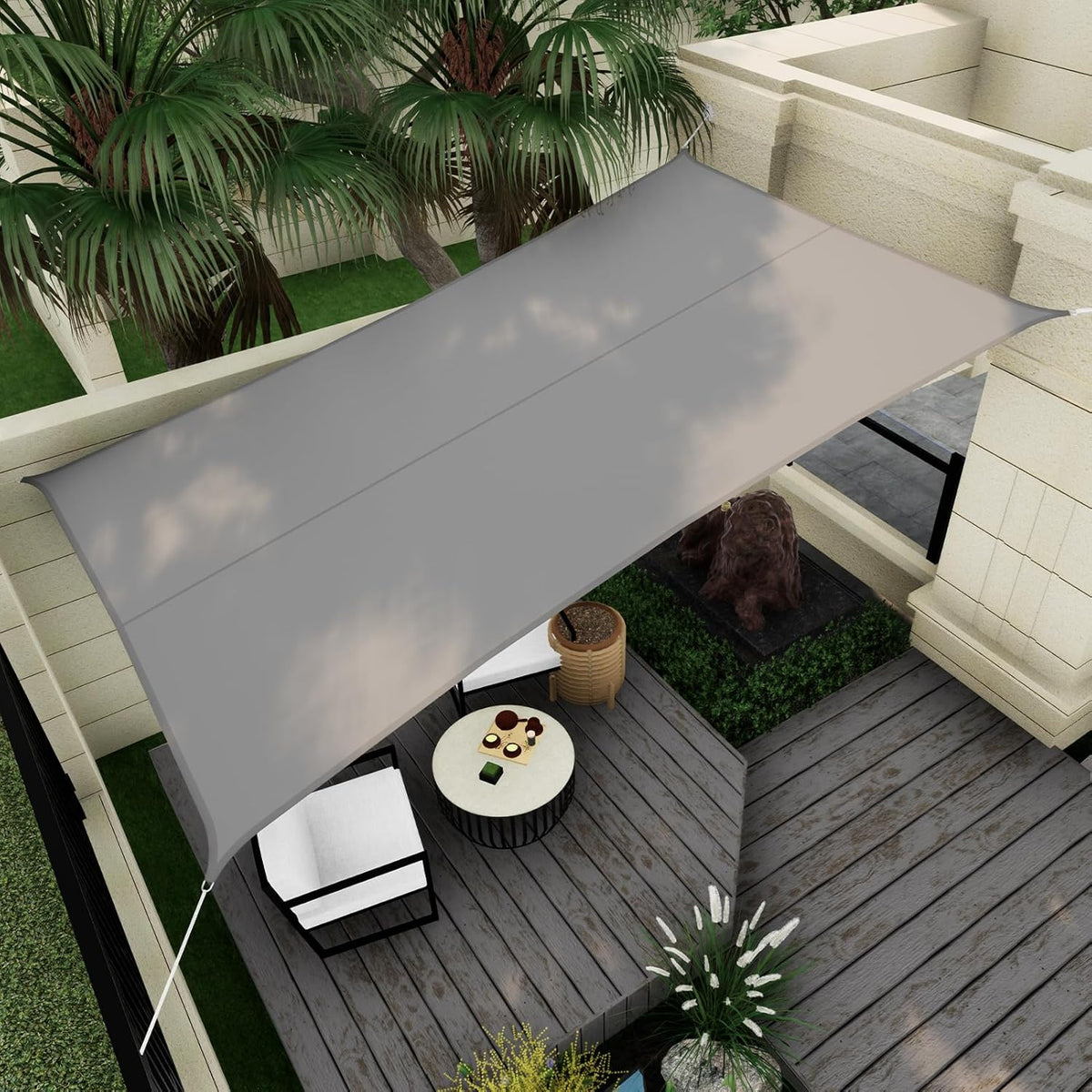 Sun Shade Sail, 20'x20' 95% UV Block Outdoor Canopy Light Gray