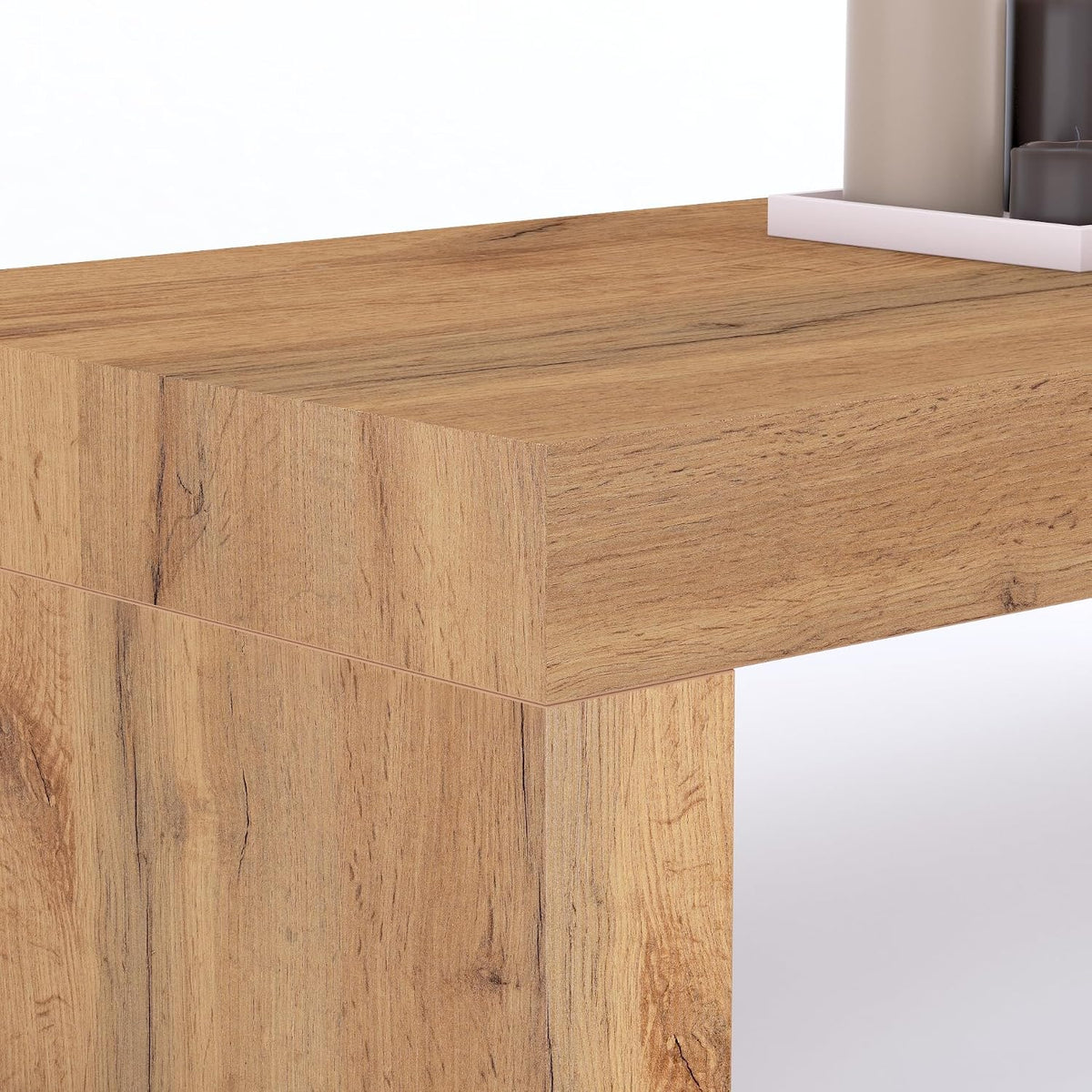 Mobili Fiver Evolution Tall Kitchen Bar Table Made in Italy | Space Saving, Counter Height Table for 2 | Modern Breakfast Bar Counter Top w/Cable Holder | Rustic Oak | 47,2 in x 15,7" in