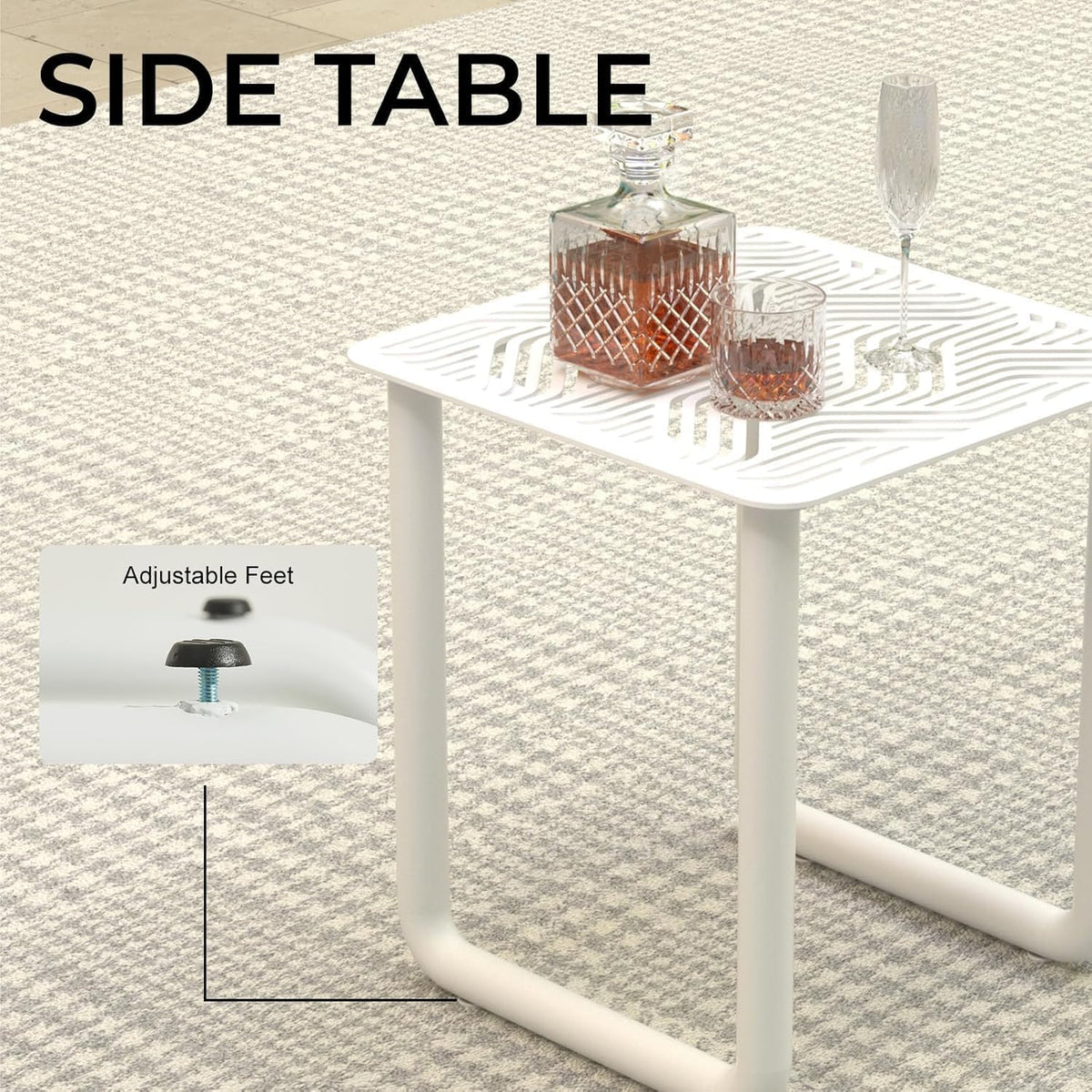 3-Piece Modern Aluminum Patio Sofa Set with Coffee Table, Deep Seating Conversation Set Featuring 6.5" Cushions, All-Weather for Garden, Balcony, Poolside (White)