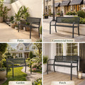 47" Outdoor Garden Bench, Metal Patio Bench with Backrest, Black