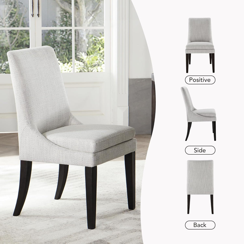 KISLOT Upholstered Dining Chairs Modern Sidechair Performance Fabric High Back Armlesschair for Diningroom Kitchen, Light Grey, Set of 4(2 Box)