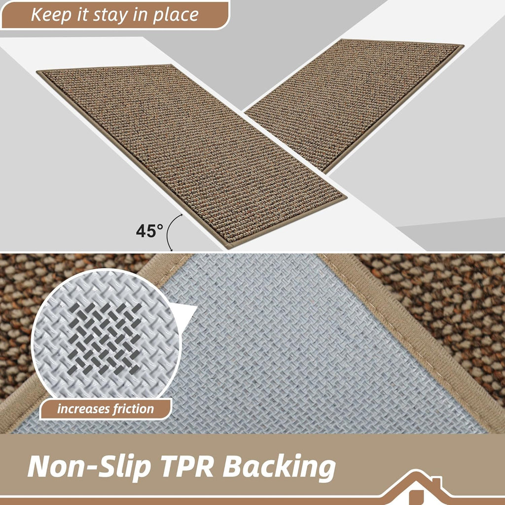 BEQHAUSE Dirt Trapper Door Mat 32" x 72", Non-Slip Washable Doormats, Beige