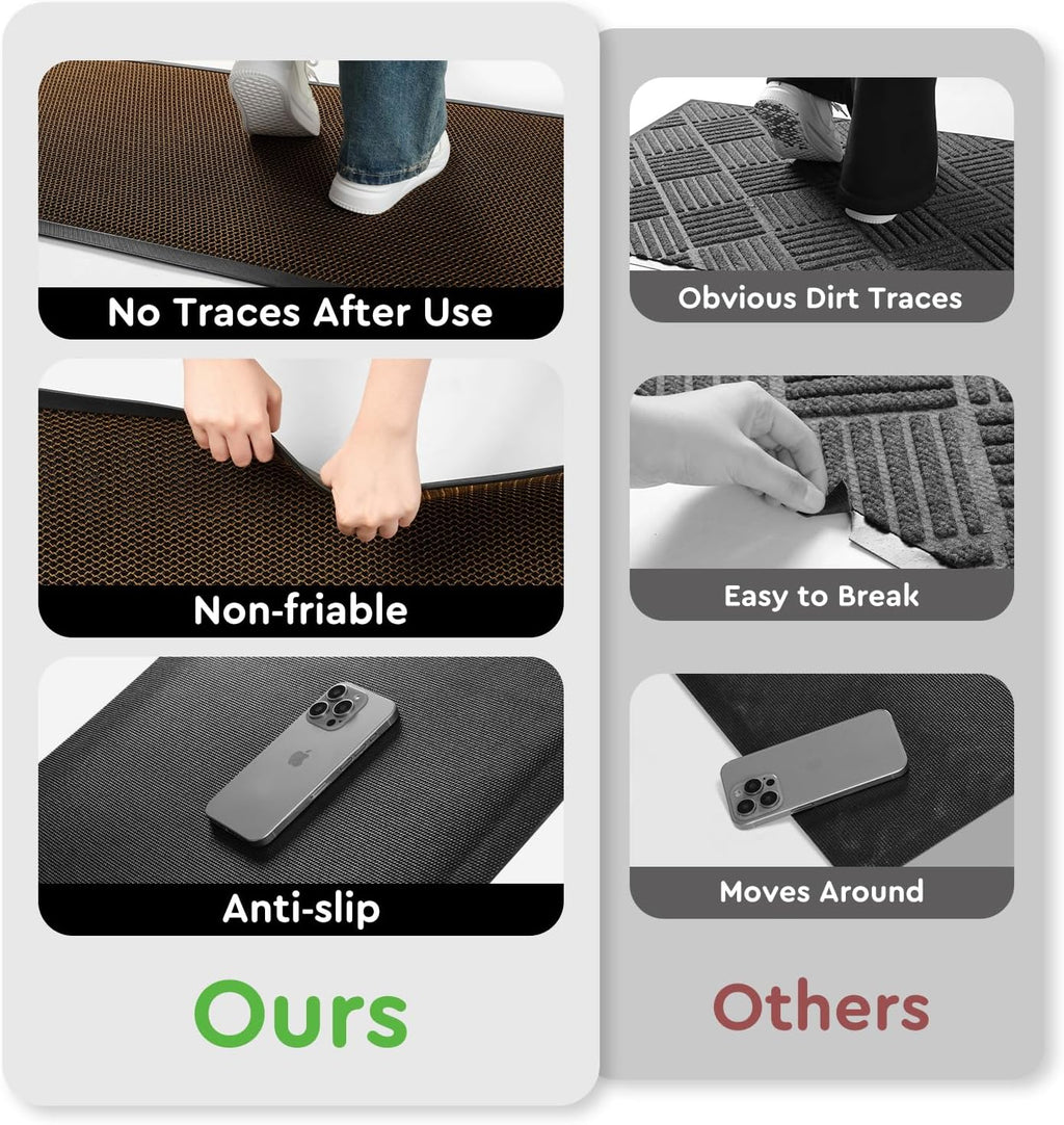 Front Door-Mat Outside Entrance 24"x36" Doormat Non Slip Dirt Trapper Brown