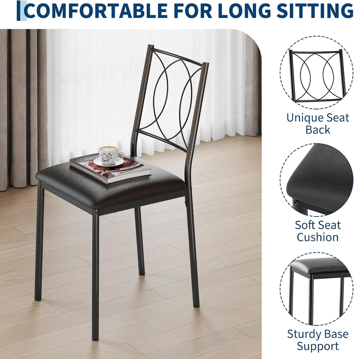 Garvee Dining Table Set for 2, Small Kitchen Table with Upholstered Chairs