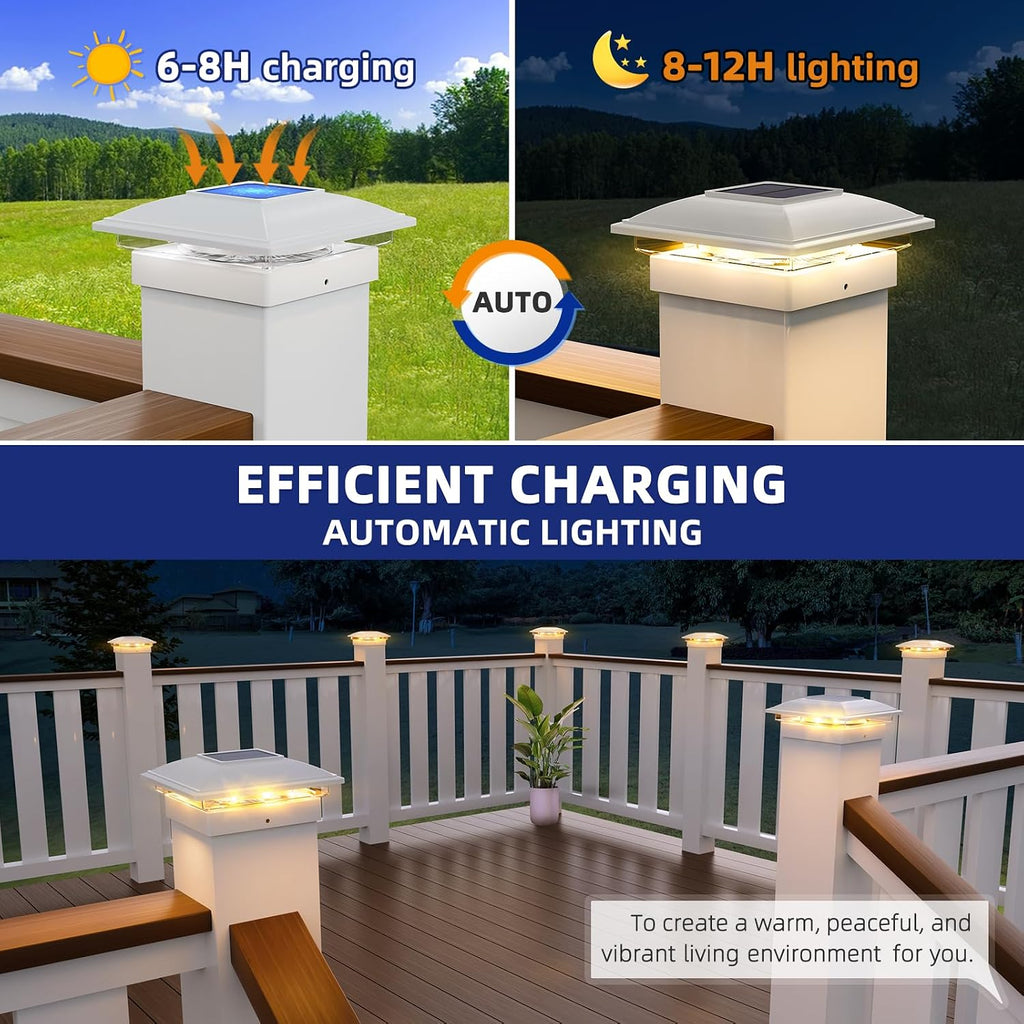 aponuo solar post cap lights - 12 pack, package contents