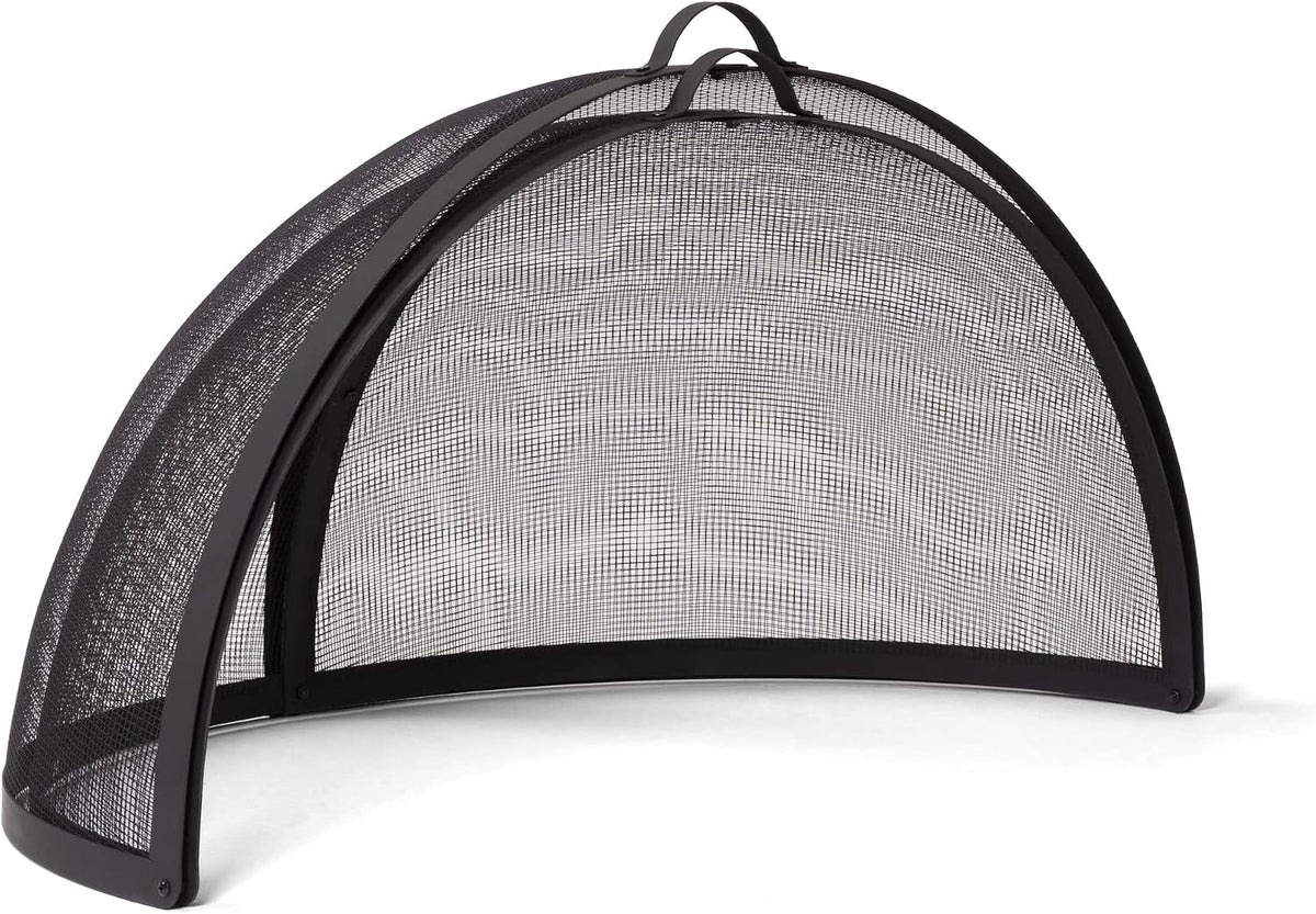 SUNCREAT Outdoor Fire Pit Spark Screen Cover Accessory, Patio Round Easy-Opening Fire Mesh Screen Guard, Heavy Duty Steel Fire Pit Ember Lid with Hinge, 32 Inch