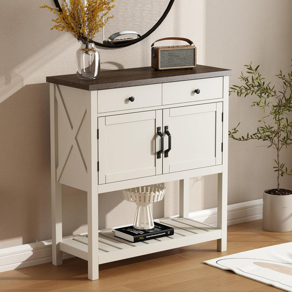 ChooChoo Farmhouse Console Table, 33.5" W Entryway Cabinet with Drawer