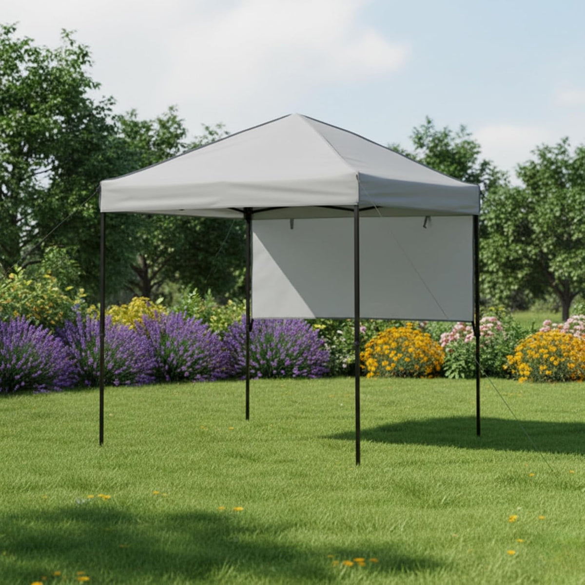Garden Winds Reinforced RipLock 350 Replacement Canopy Top Cover and Sunwall Compatible with Ozark Trail 6' x 6' Outdoor Pop Up Canopy Models WMT-060685, 30432 - Slate Gray