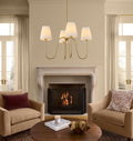 Electro bp;27"Dia 4-Arm White Pleated Fabric Shade Chandelier Polished Gold