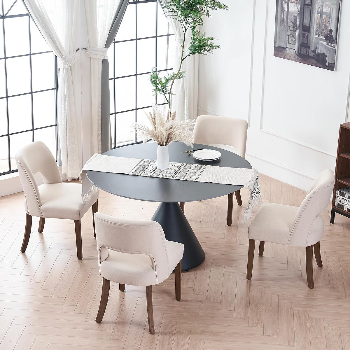 VKNOW Dining Chairs Set of 2, Fabric Dining Chairs, Beige