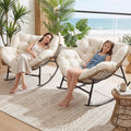 BULEXYARD 2 PCS Rocking Egg Chair Indoor Outdoor, Wicker Patio Rocker Set