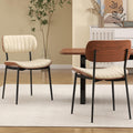 Modern Dining Chairs Set of 2,Upholstered PU Leather Kitchen Chairs,Beige