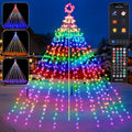 HOLILLUMA 12FT 488LED Outdoor Smart Waterfall Christmas Tree Lights