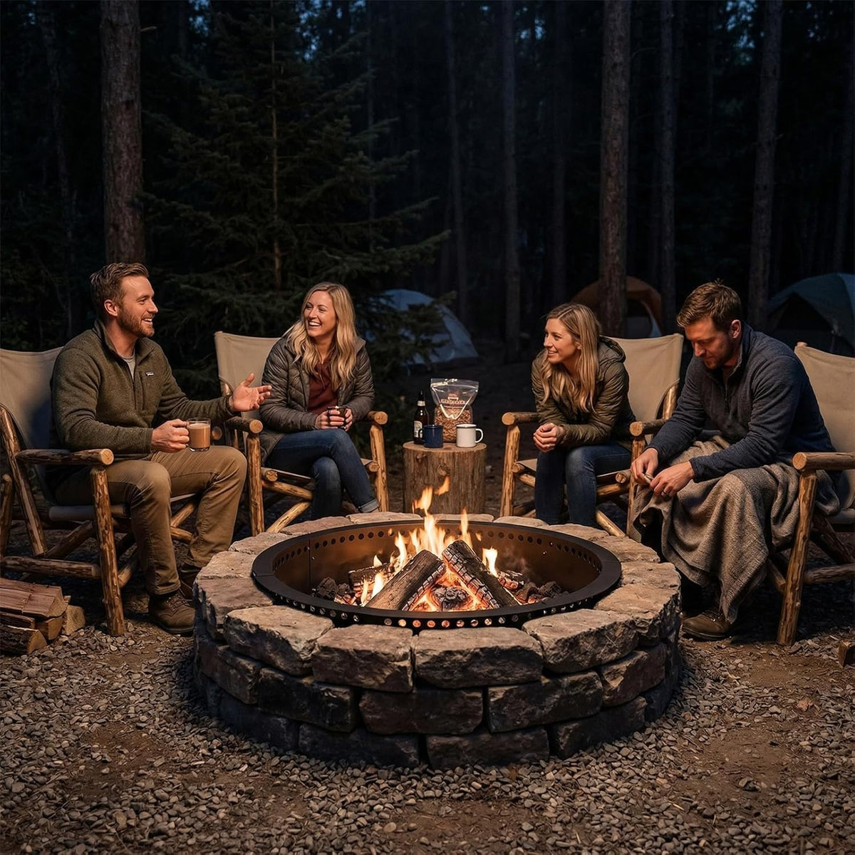 Smokeless Fire Pit Ring, 32 inch Outer/28 inch Inner Outside Fire Pit, Heavy Duty Large Solid Metal Steel Round Firepit Rim Insert for Outside Wood Burning, DIY Campfire Ring