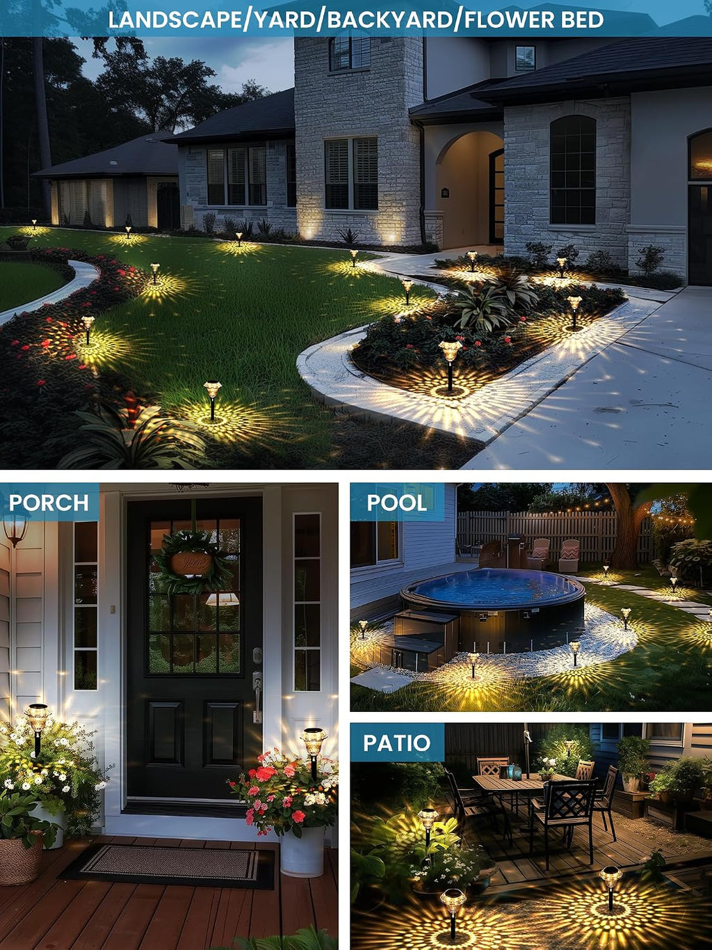 SOLPEX Solar Pathway Lights, Waterproof Garden Decor 8 Pack Warm White