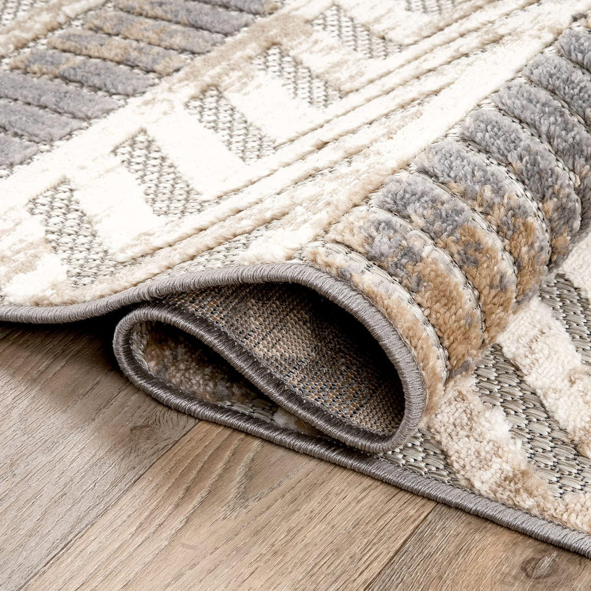 Rugshop Tribal Stripe Indoor/Outdoor Distressed Deck Area Rug Beige 4' x 6'