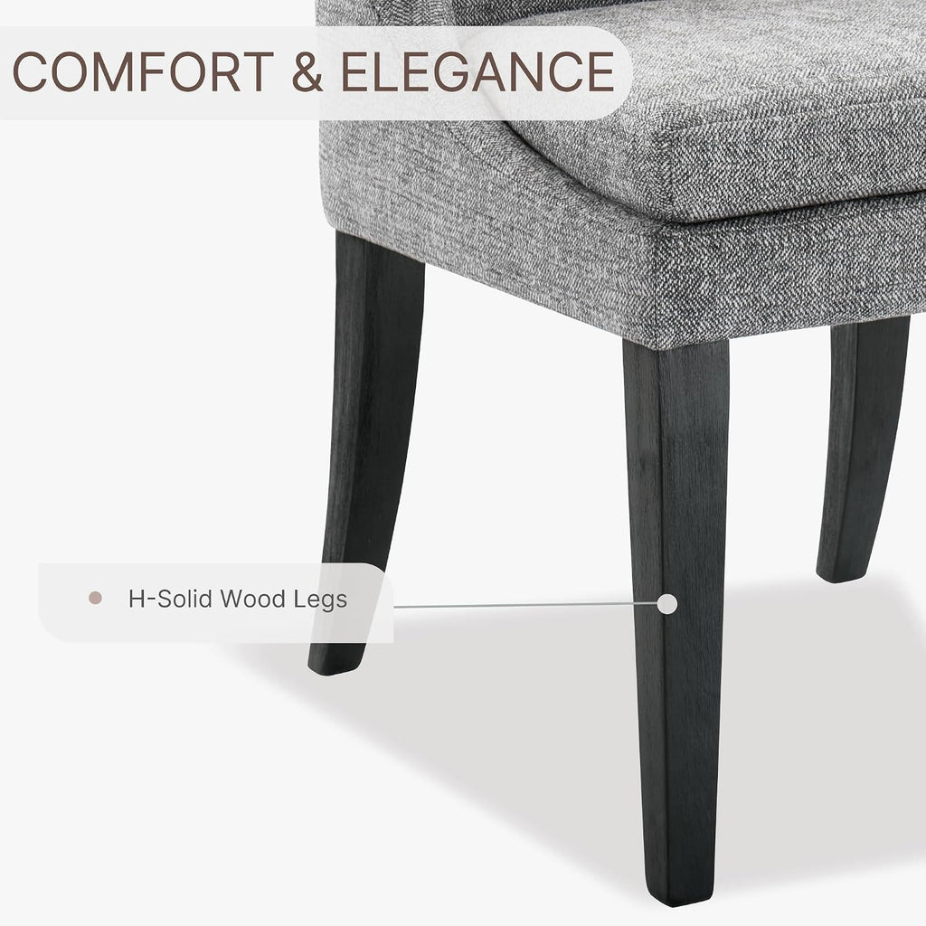 KISLOT Upholstered Dining Chairs Modern Sidechair Performance Fabric High Back Armlesschair for Diningroom Kitchen, Dark Grey, Set of 2(1 Box)