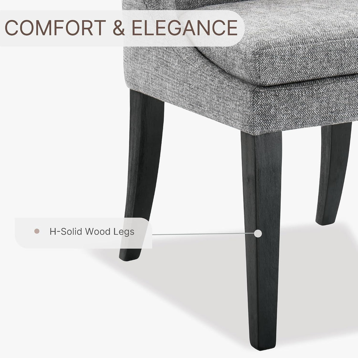 KISLOT Upholstered Dining Chairs Modern Sidechair Performance Fabric High Back Armlesschair for Diningroom Kitchen, Dark Grey, Set of 2(1 Box)