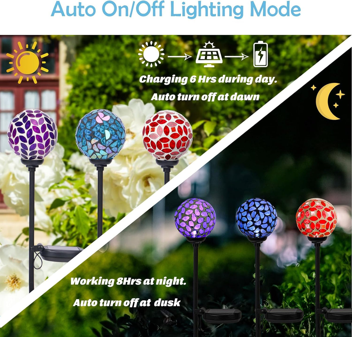 Afirst Solar Outdoor Decorative Light, Mosaic Stake for Yard Decor, 3.5"