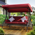 NOBLEMOOD 3-Seat Patio Porch Swing with Adjustable Canopy & Side Trays