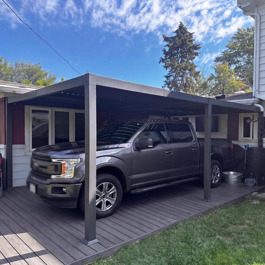 PURPLE LEAF Louvered Pergola 13' x 20' Aluminum Pergola w/Independent Roof