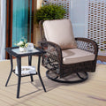 Outvita Rattan Outdoor Side Coffee Table with Glass Tabletop Storage Shelf