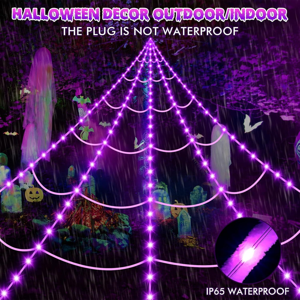 OCATO 200" Halloween Decorations Spider Web Lights Outdoor +59" Fak...