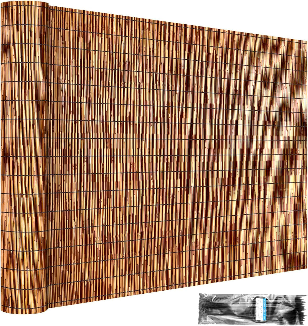 ZNCMRR Reed Fencing Rolls Fencing 4ft High Roll Reed Screen for Balcony Patio Garden Backyard 4FT X 16.4FT Privacy Fence（Brown）