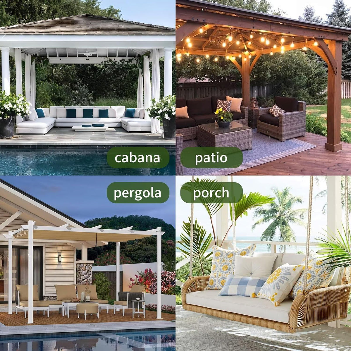 4 Panels Outdoor Sheer Curtains for Patio, Jacquard Check Curtains for Patio Waterproof, Indoor Outdoor Drapes for Gazebo Pergola Balcony Pool Spa (Ivory, 52 x 120 inch)