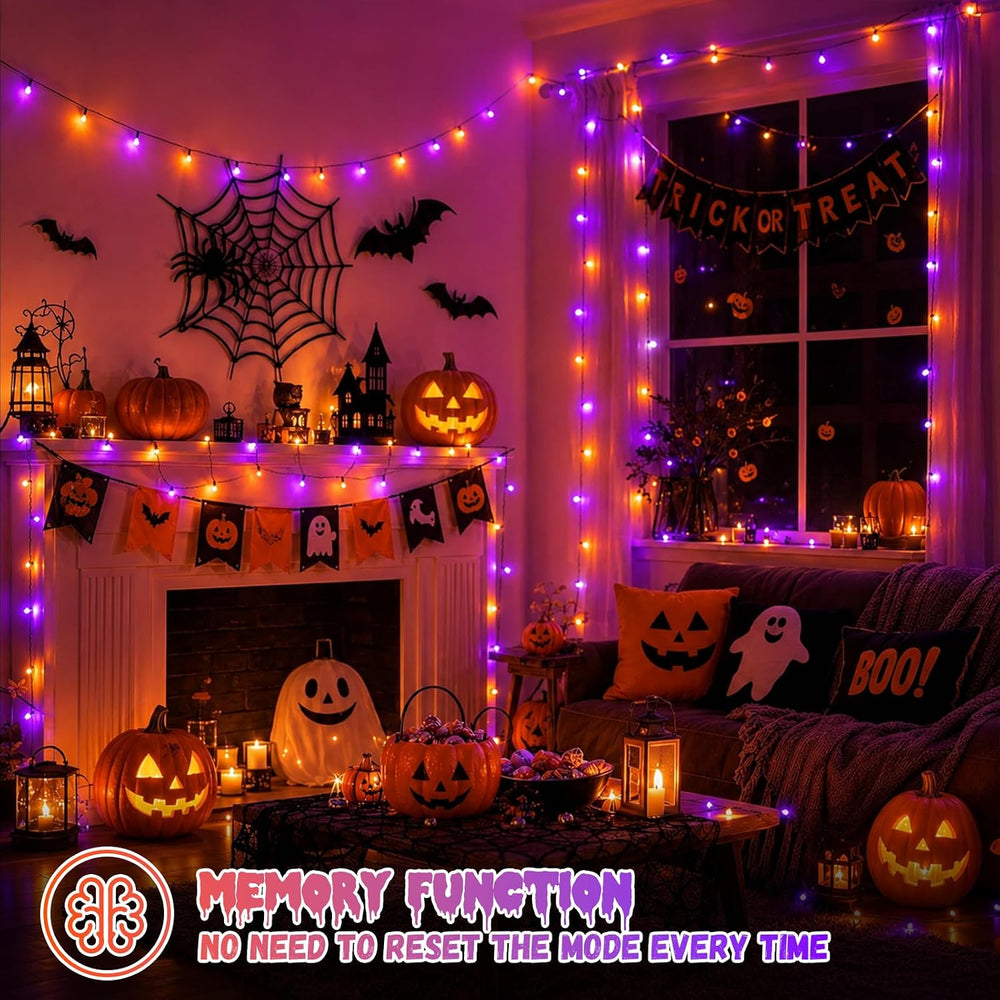 QITONG 165ft 500 LED Orange and Purple Halloween Lights Outdoor Waterproof, S...