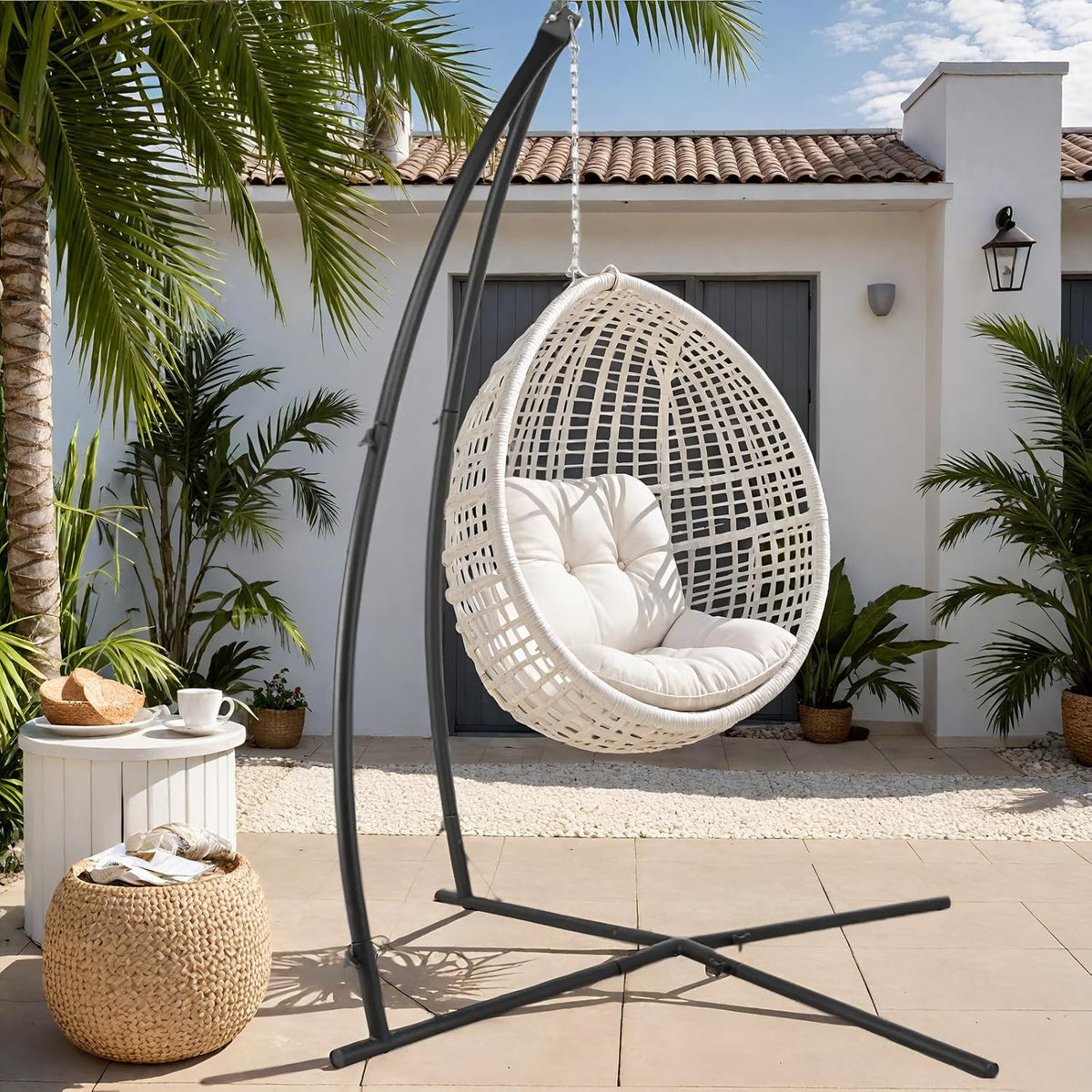 Hammock Swing Stand, Hanging Chair C-Stand w/Buckle & Spring Hook